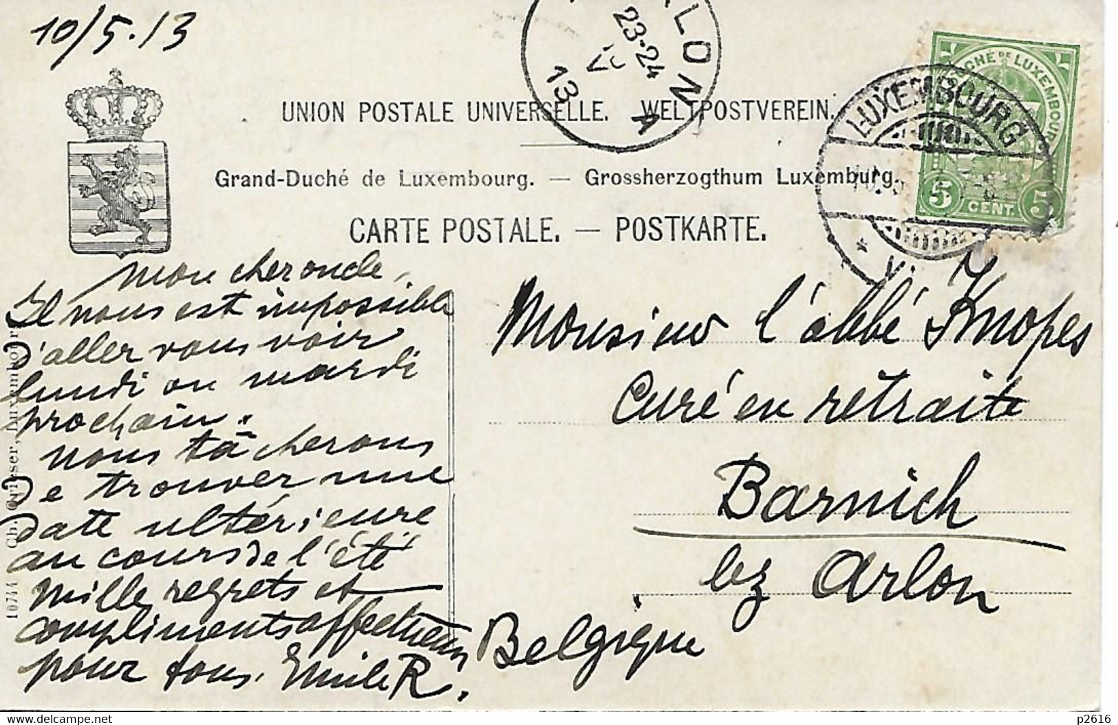 LUXEMBOURG -  1913 - PRINZESSIN ANTONIA -  VOIR LE VERSO -  CARTE EN L ETAT - Famiglia Reale