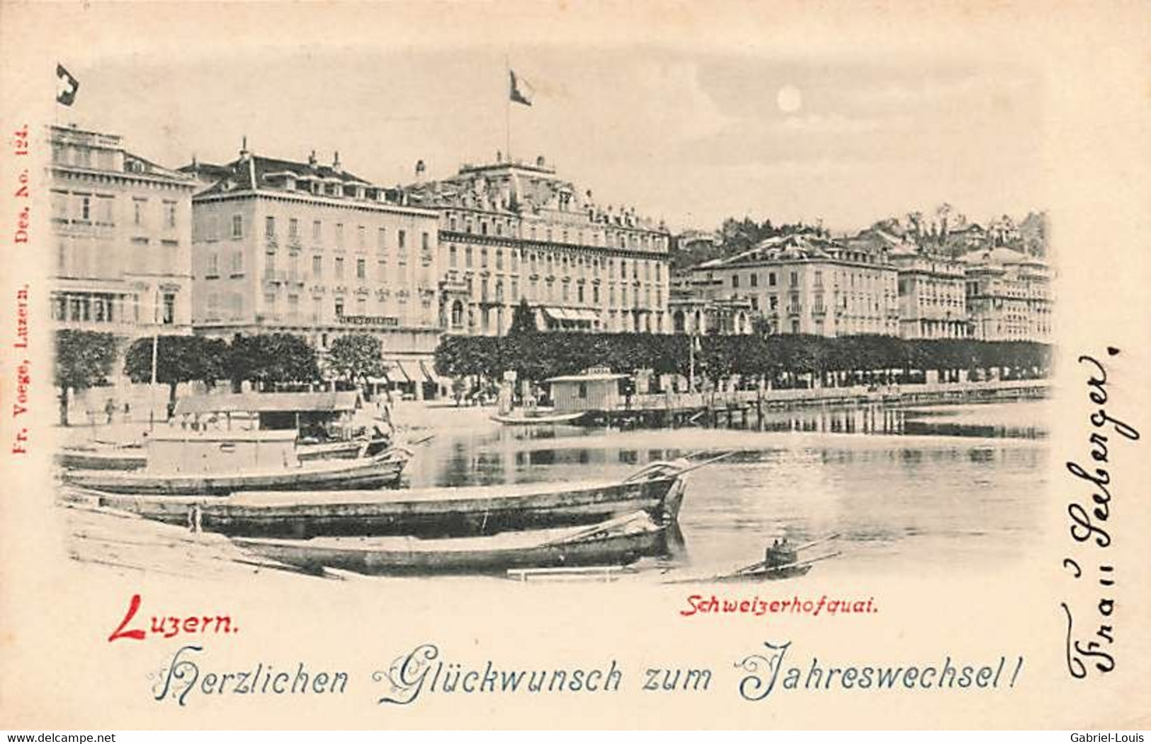 Luzern Schweizerhofquai Herzlichen Glückwunsch Zum Jahrswechsel ! 1898 - Luzern