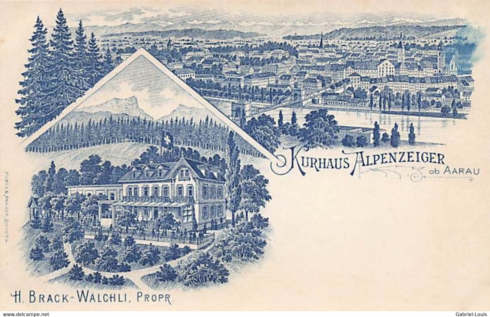 Kurhaus Alpenzeiger Aarau Brack Walchli Propr. Litho - Aarau