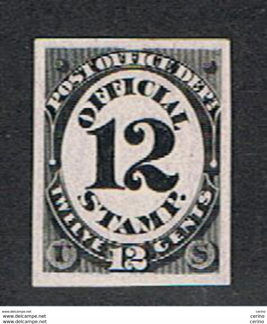 U.S.A.:  1873  OFFICIALS  -  12 C. UNUSED  STAMP  -  PRINTED  ON  CARDBOARD  -  YV/TELL. (72) - Dienstzegels