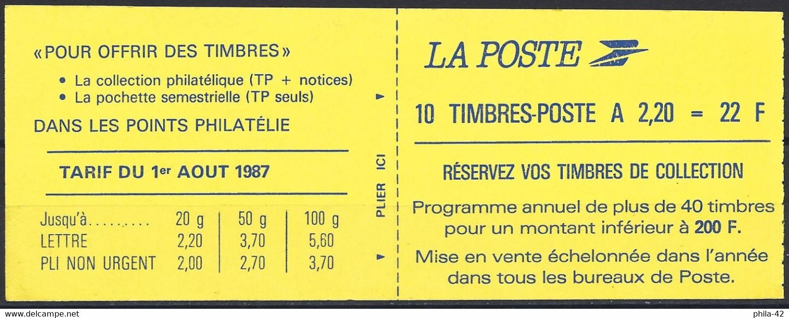 France 1986 - Carnet " Liberté De Gandon " ( Sans Timbres ) YT  2427-C2 - Croix Rouge