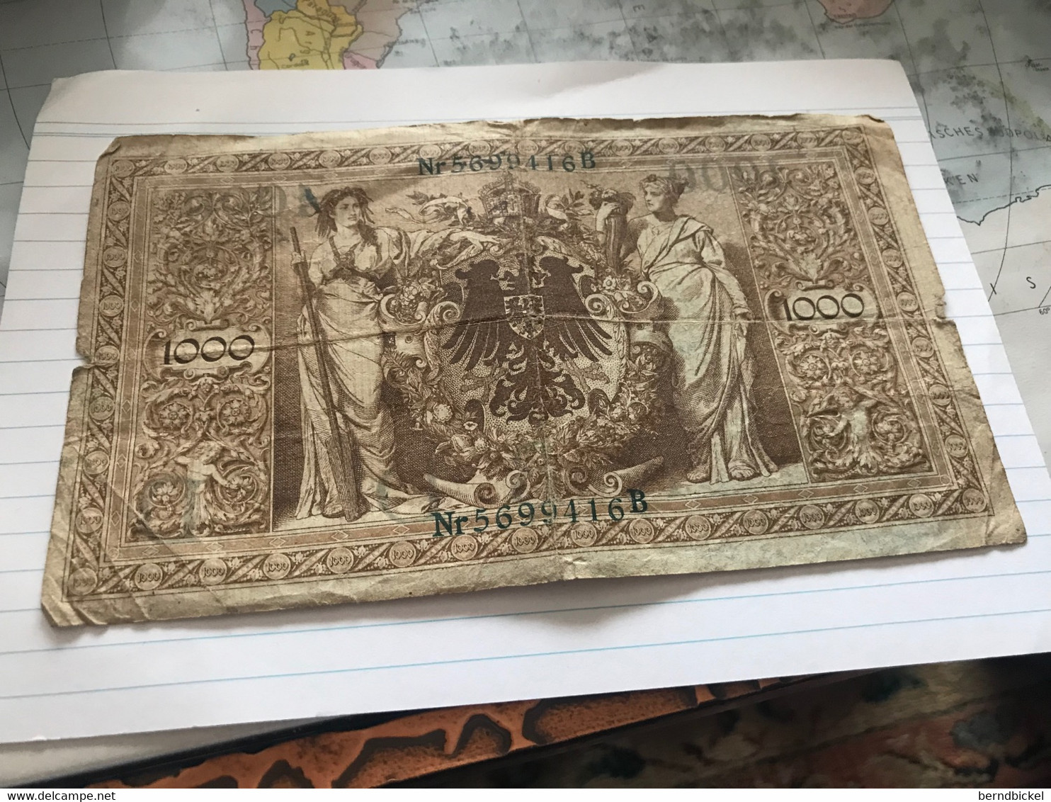 Banknote Reichsbank Deutsches Kaiserreich 1000 Mark Grünes Siegel 1910 - 1.000 Mark