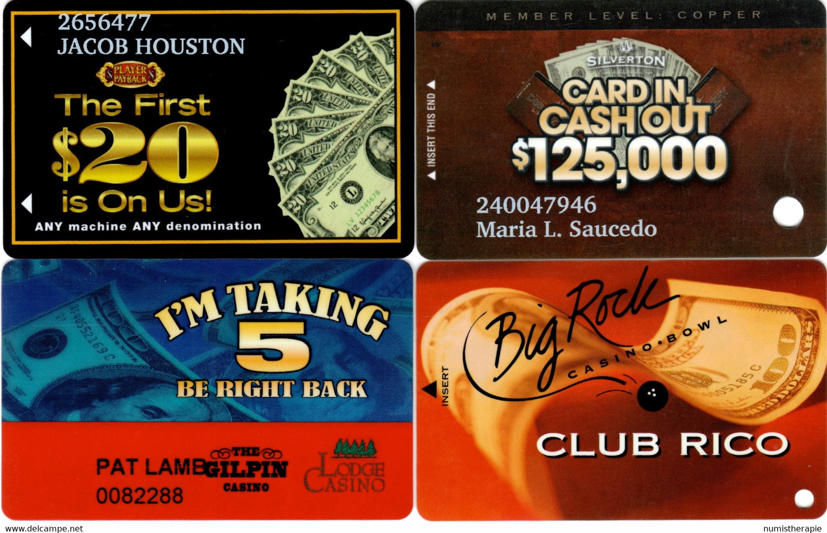 Lot De 4 Cartes Casino : Casino Royale (LV) - Silverton (LV) - Gilpin (CO) - Big Rock (NM) - Casinokaarten