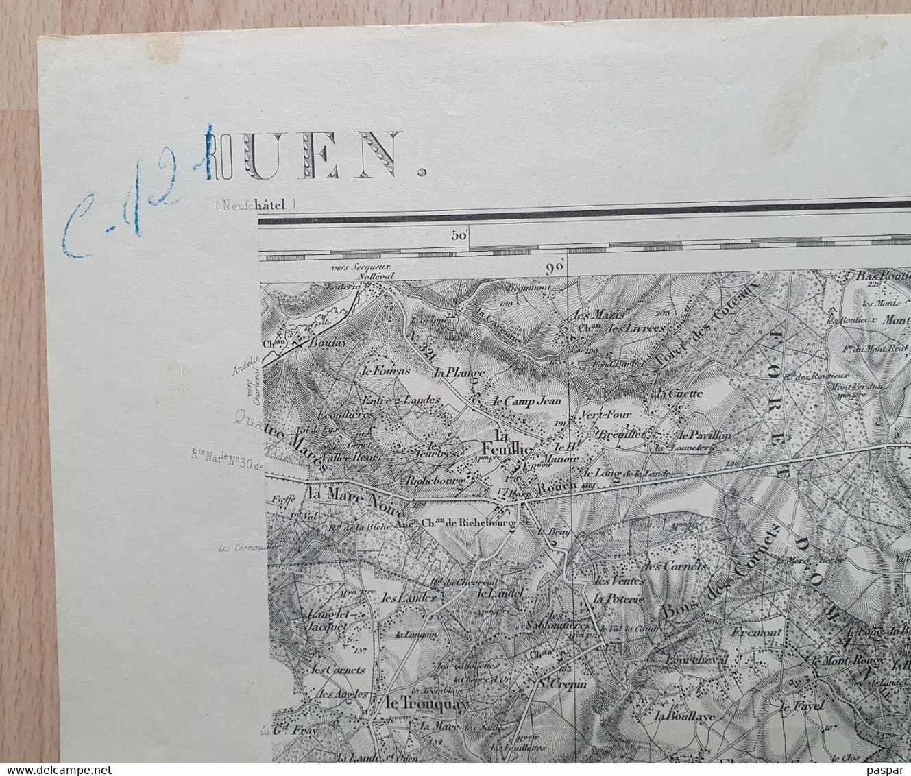 Ancienne Carte D'Etat Major Rouen Est - Gournay, Hébécourt, Forêt De Lyons - échelle 1/80 000 - 1943 - IGN - AOF - Mapas Geográficas