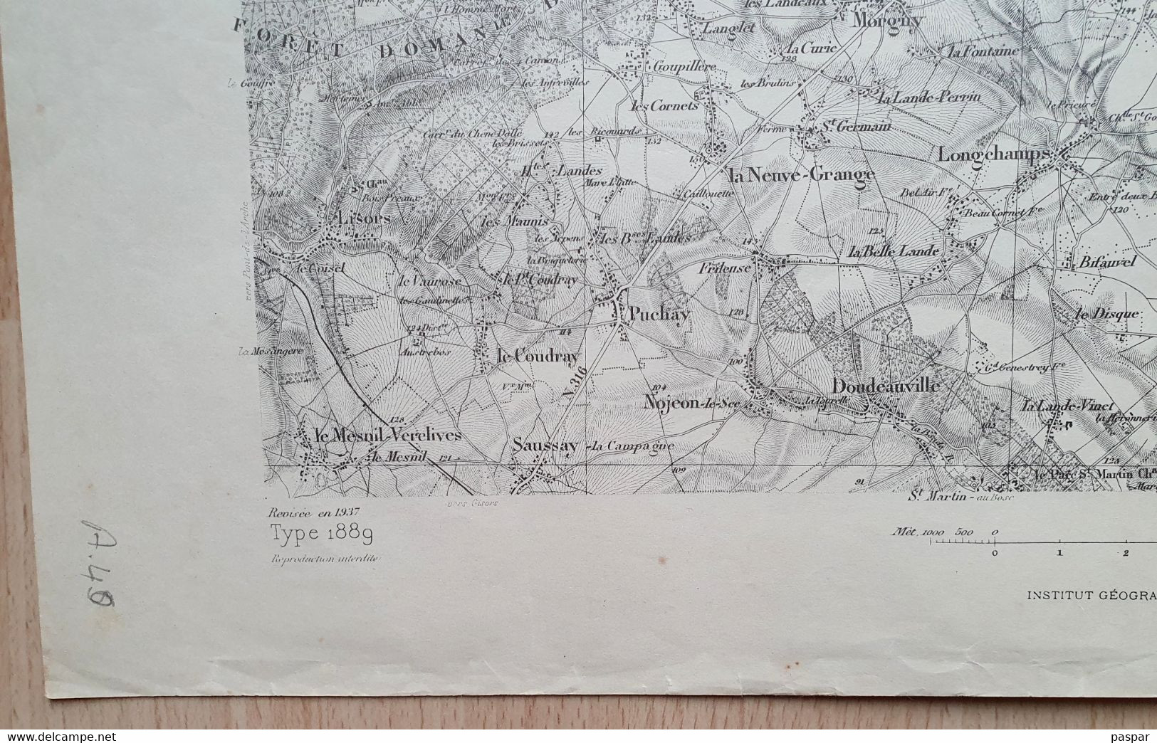 Ancienne Carte D'Etat Major Rouen Est - Gournay, Hébécourt, Forêt De Lyons - échelle 1/80 000 - 1943 - IGN - AOF - Mapas Geográficas