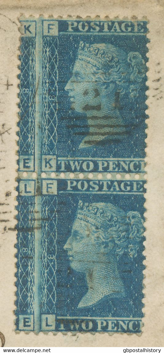 GB 1860 Fine Registered Letter LONDON - EXETER QV 2d Blue Pl.8 MAJOR VARIETIES - Briefe U. Dokumente