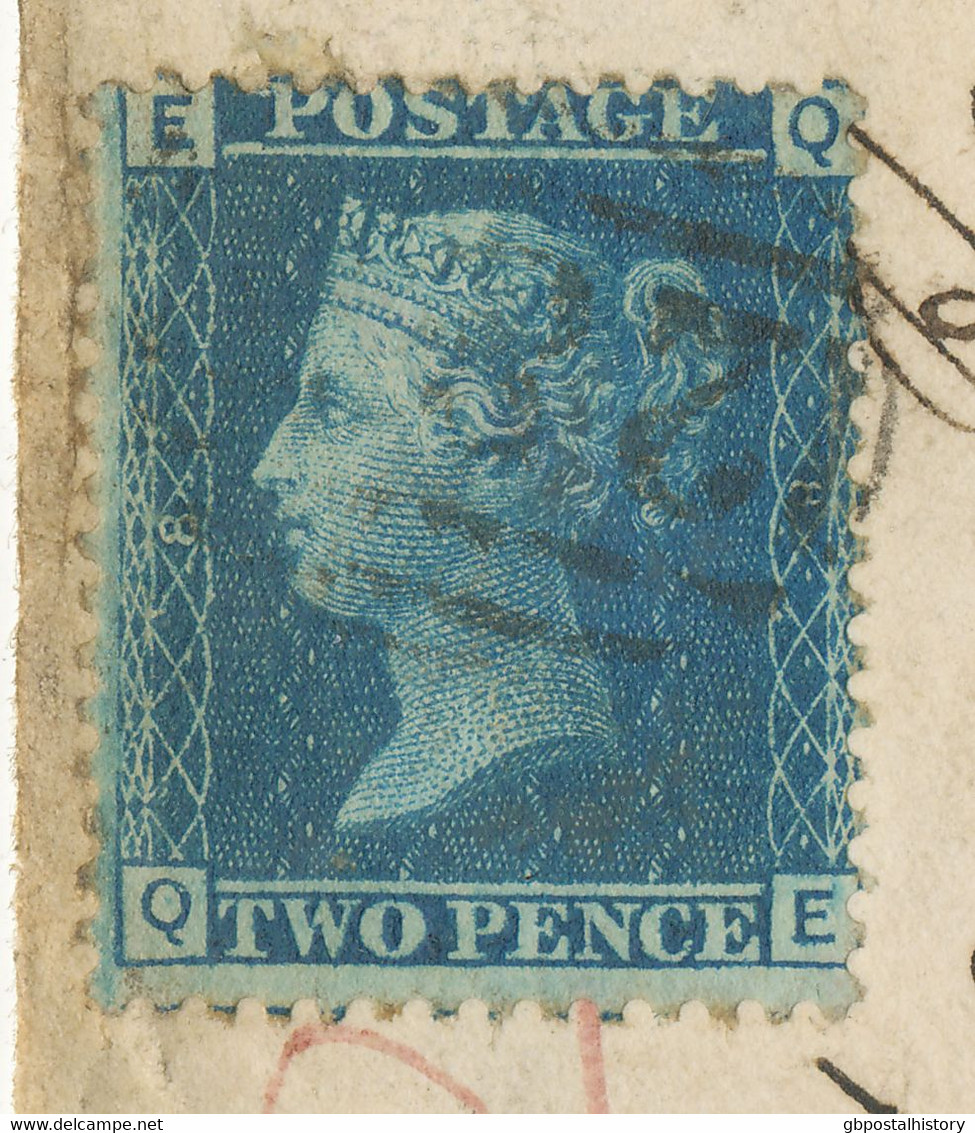 GB 1860 Fine Registered Letter LONDON - EXETER QV 2d Blue Pl.8 MAJOR VARIETIES - Brieven En Documenten