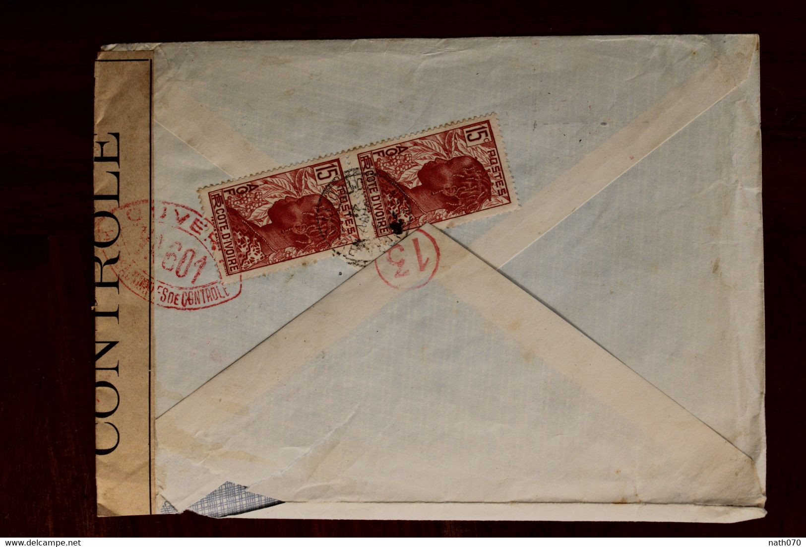 Côte D'Ivoire 1940's Sassandra France Pour Maroc Cover AOF Colonie Censure YA 601 Contrôle Postal D0 - Briefe U. Dokumente