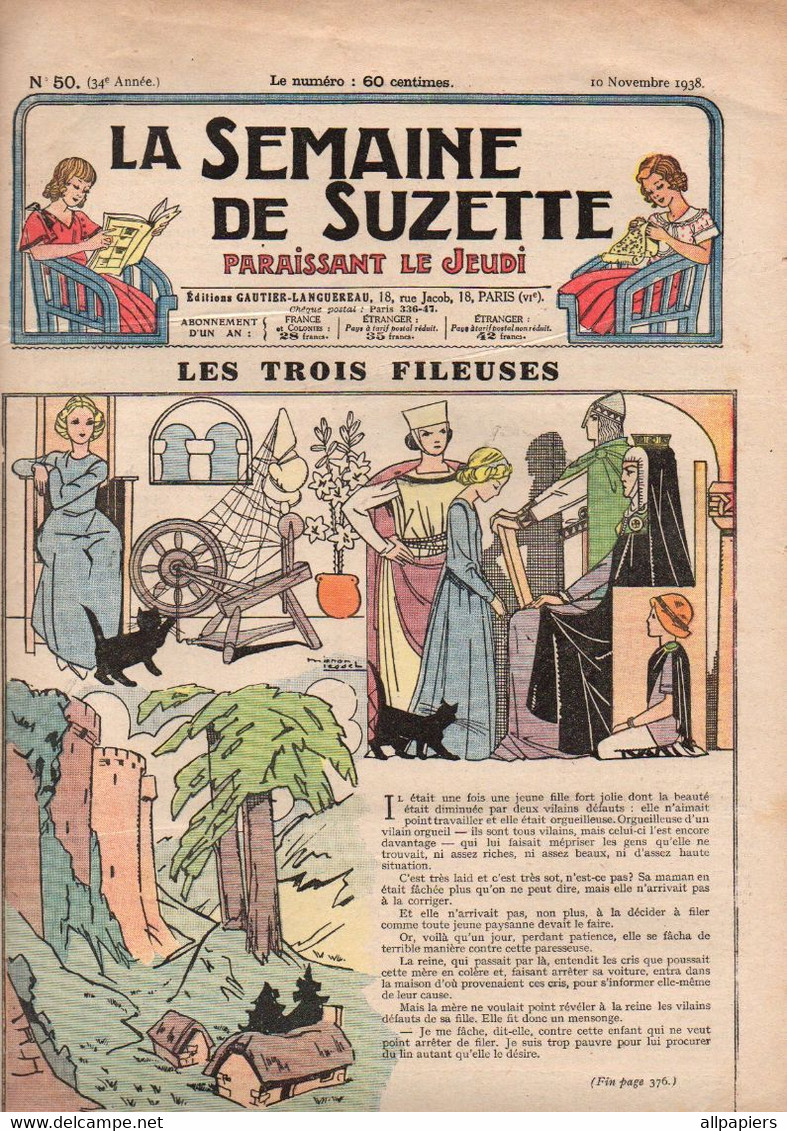 La Semaine De Suzette N°50 Les Trois Fileuses - Comment On Fait Le Cidre - Histoires De Chasse - Collet De Fourrure... - La Semaine De Suzette