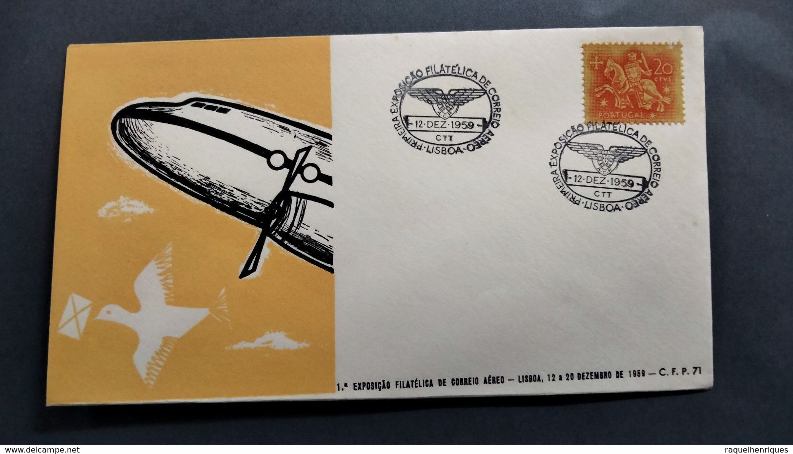 PORTUGAL COVER - 1ª EXP. FILATELICA DE CORREIO AEREO LISBOA 1959 (PLB#03-70) - Annullamenti Meccanici (pubblicitari)