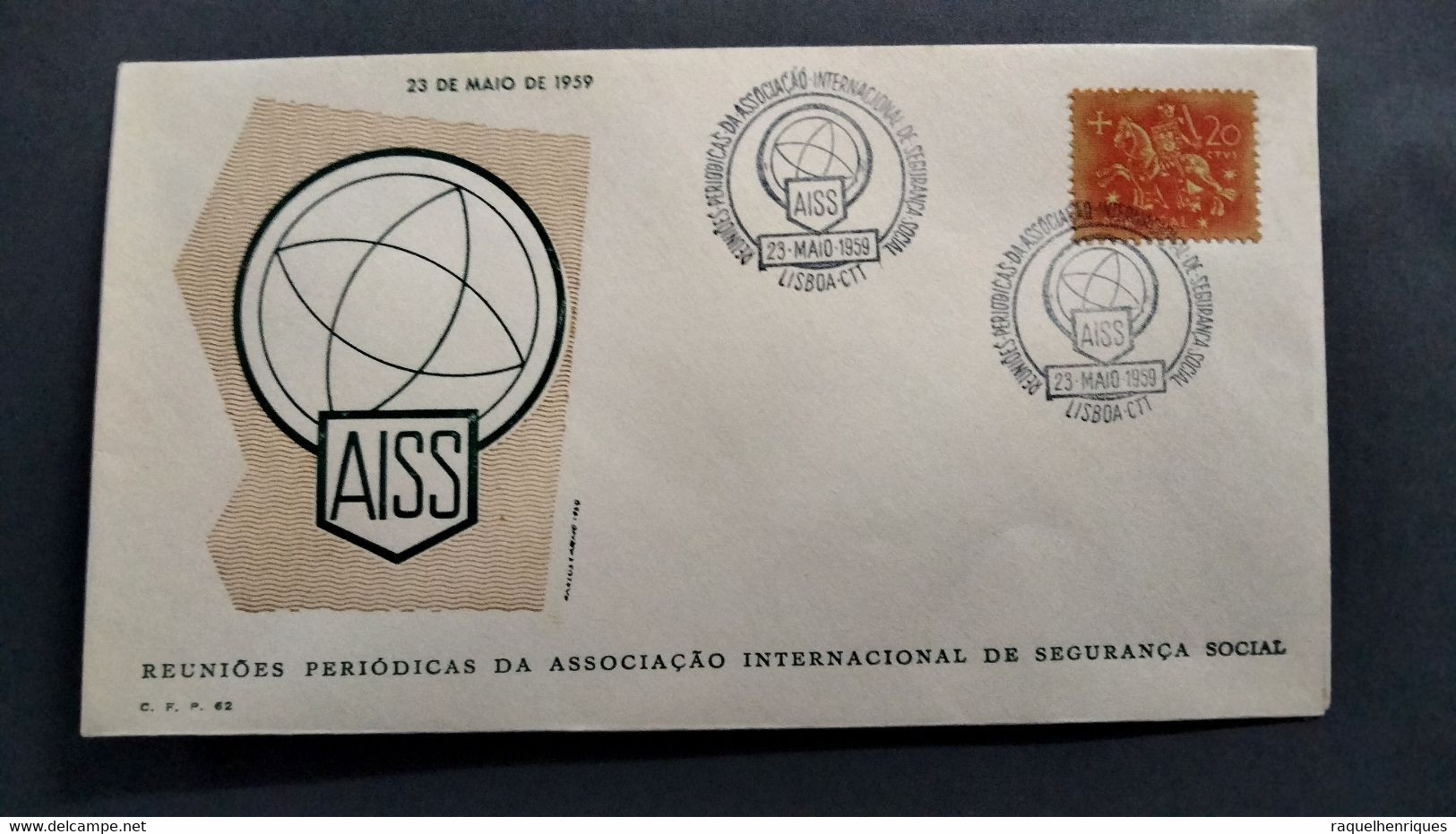 PORTUGAL COVER - REUNIÕES PERIODICAS DA ASSOC. INT. DE SEGURANÇA SOCIAL LISBOA 1959 (PLB#03-71) - Maschinenstempel (Werbestempel)