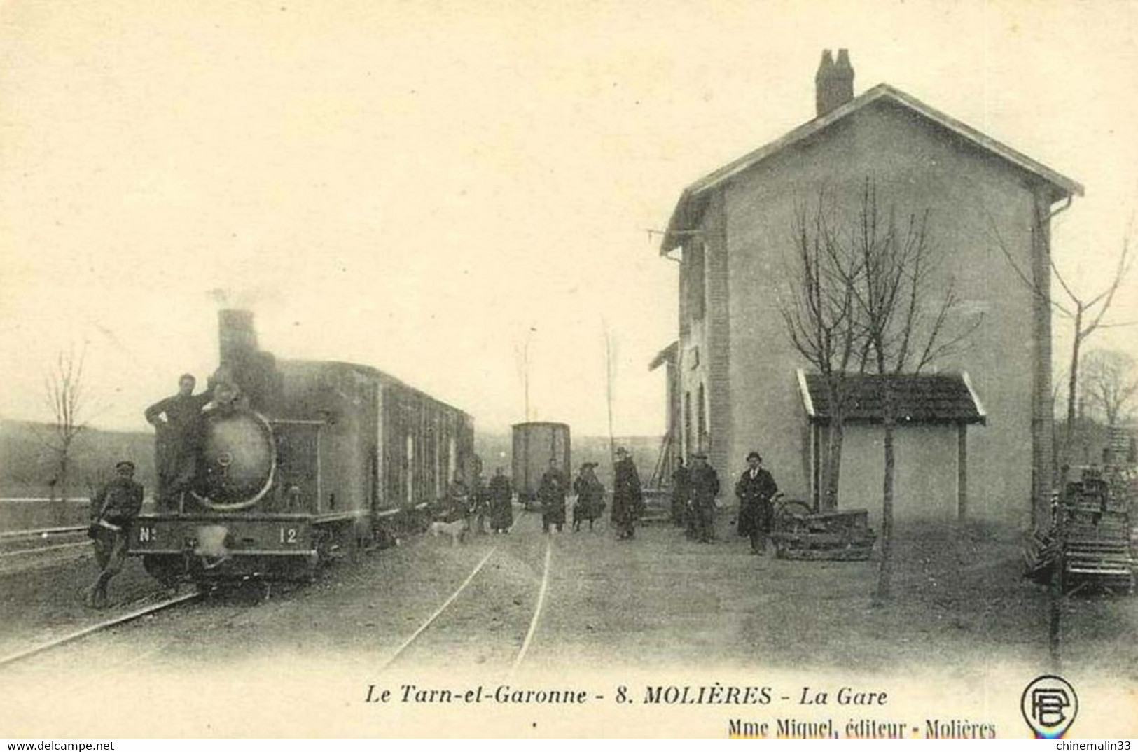 DEPT 82 MOLIÈRES LA GARE TRES  BELLE  ANIMATION 9X14 REIMPRESSION DE CARTES ANCIENNES - Molieres