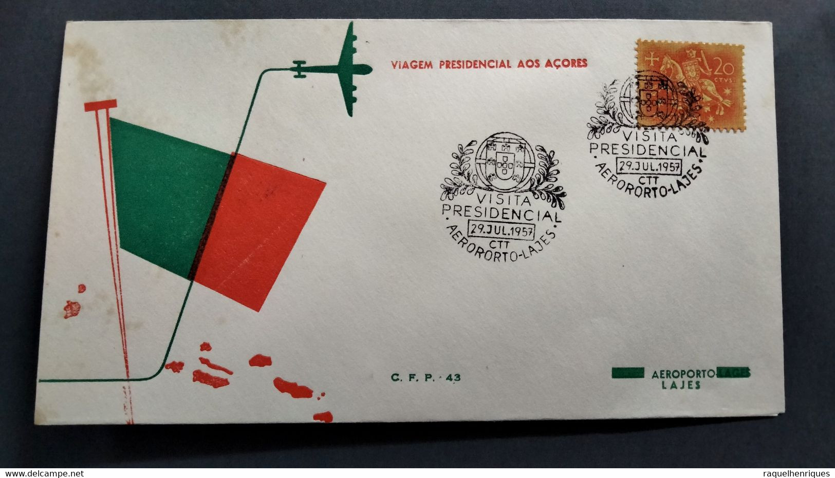 PORTUGAL COVER - VIAGEM PRESIDENCIAL AOS AÇORES - AEROPORTO LAGES (PLB#03-75) - Postal Logo & Postmarks