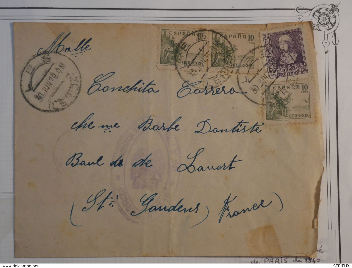 BN7  ESPANA    BELLE LETTRE  RR 1939 LERIDA  A ST GAUDENS FRANCE ++ + AFFRANCH. INTERESSANT - Other & Unclassified