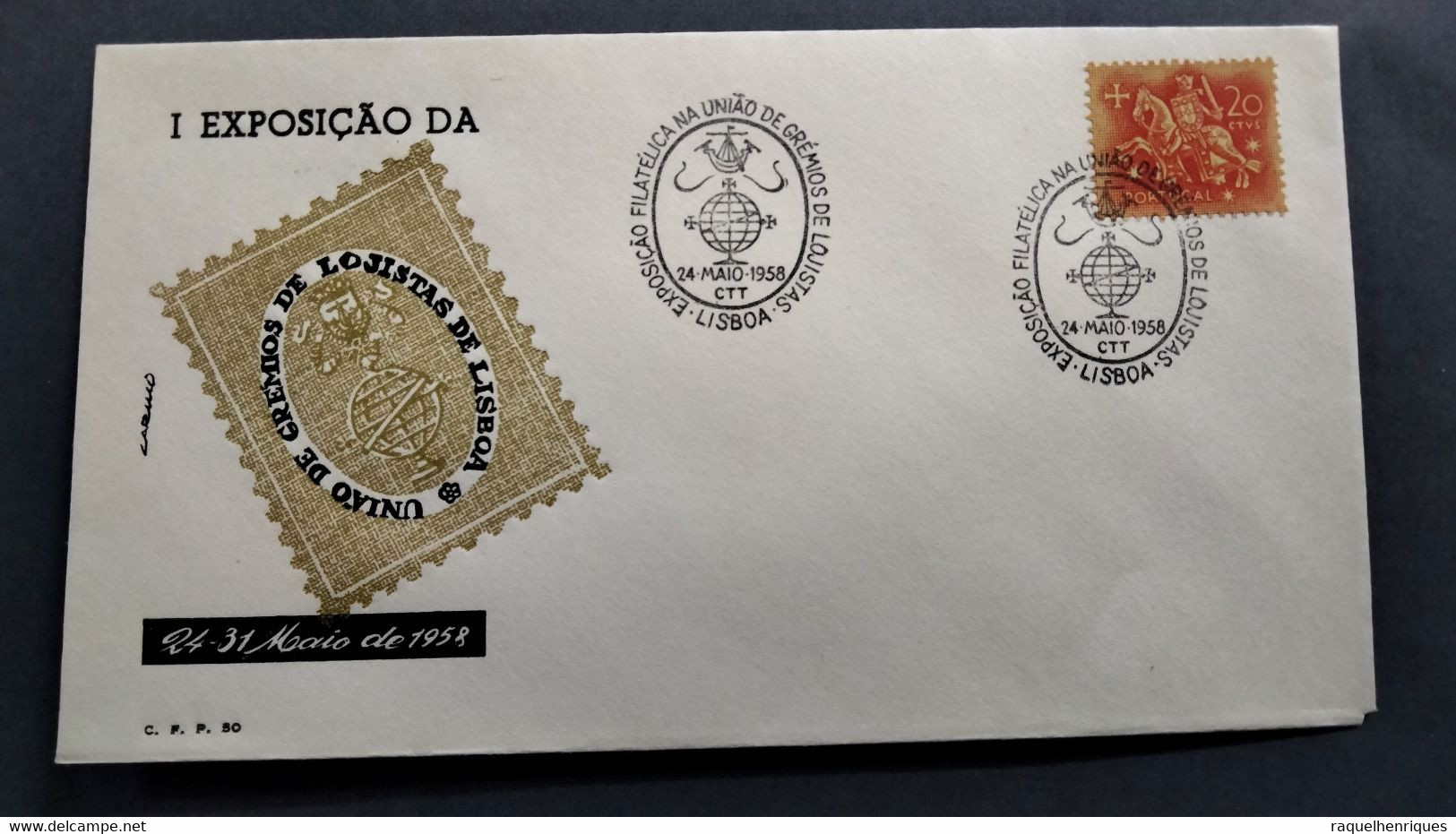 PORTUGAL COVER - 1ª EXP. FILATELICA DA UNIÃO DE GREMIOS DE LOGISTAS DE LISBOA 1958 (PLB#03-79) - Maschinenstempel (Werbestempel)