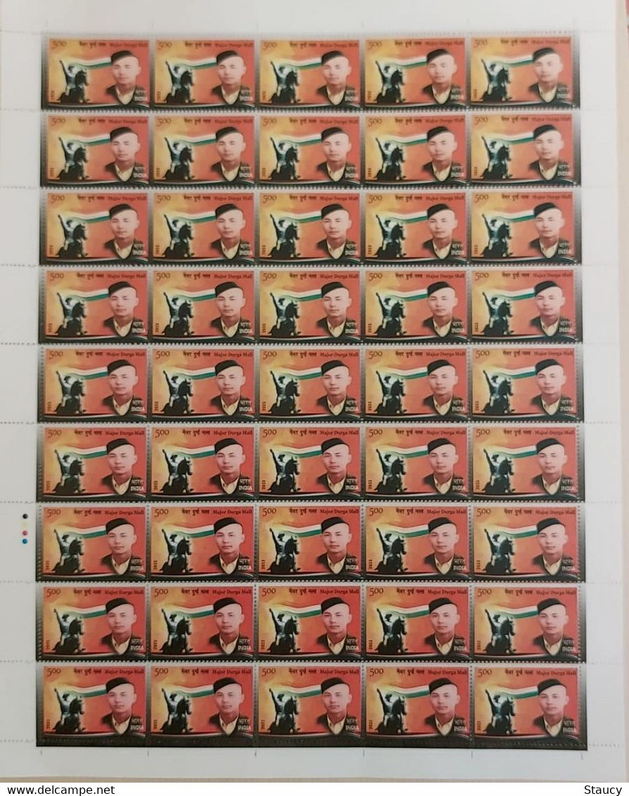 India 2023 Major Durga Mall, Gorkha Soldier, Indian National Army Full Sheet Of 45  Stamps MNH As Per Scan - Andere & Zonder Classificatie