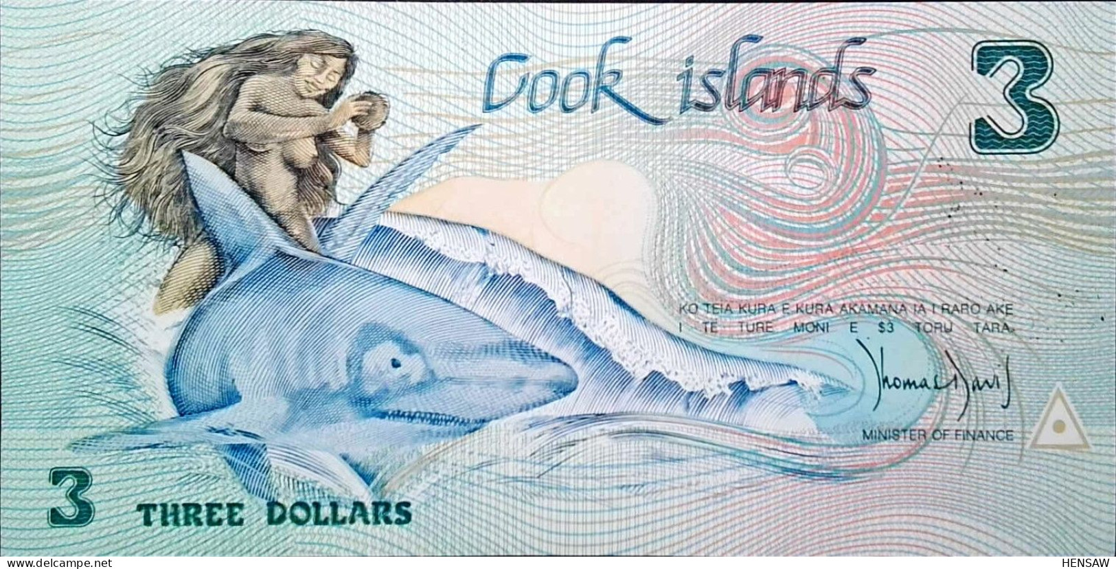 COOK ISLANDS 3 DOLLARS 1992 P 6 UNC SC NUEVO - Cookeilanden