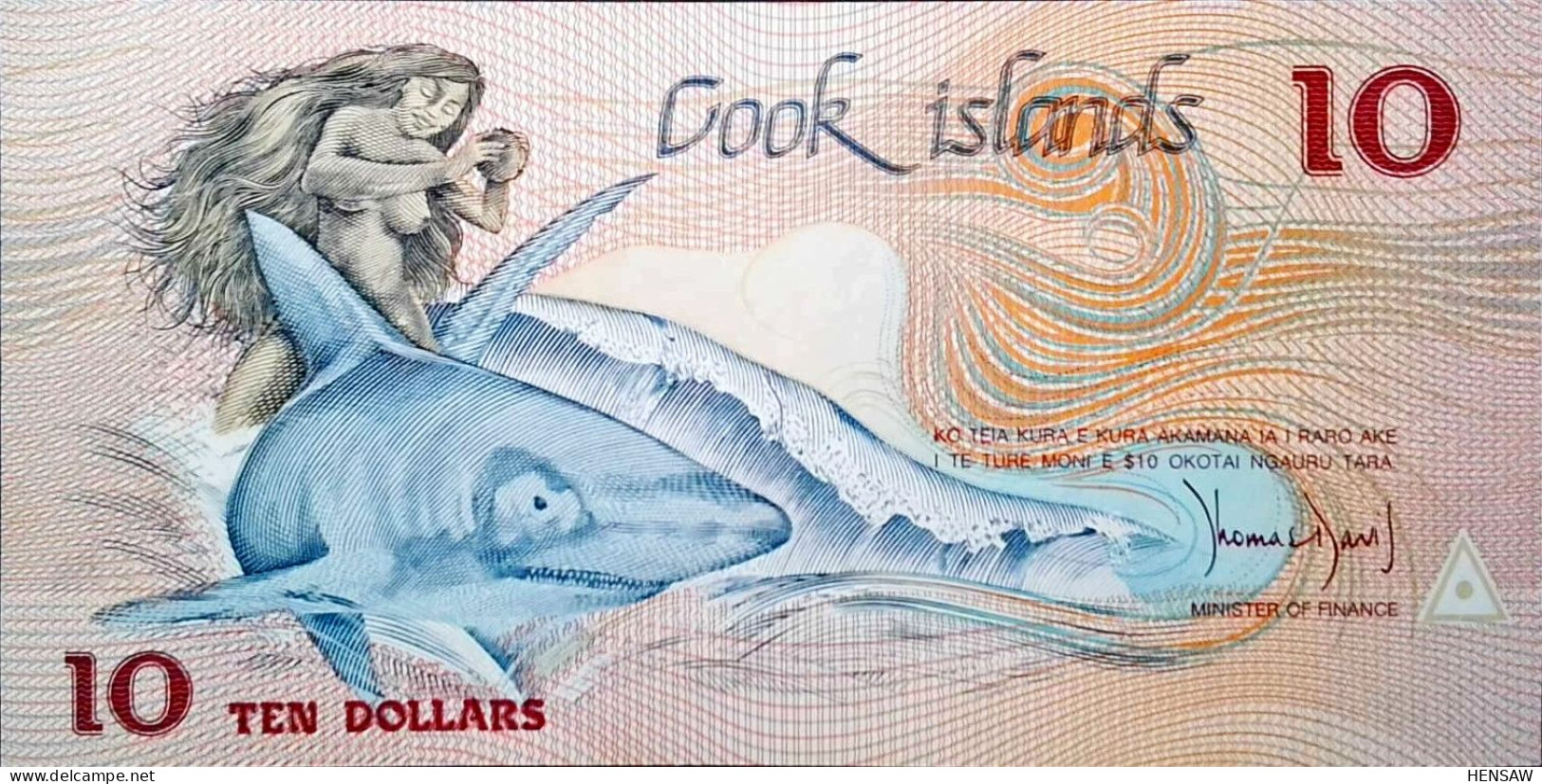 COOK ISLANDS 10 DOLLARS 1987 P 4 LOW SERIAL BAS 000440 UNC SC NUEVO - Islas Cook