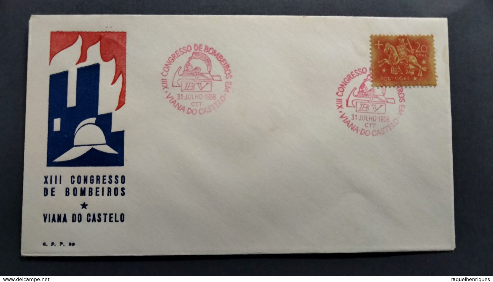 PORTUGAL COVER - 8º CONGRESSO DE BOMBEIROS - VIANA DO CASTELO 1958 (PLB#03-82) - Flammes & Oblitérations