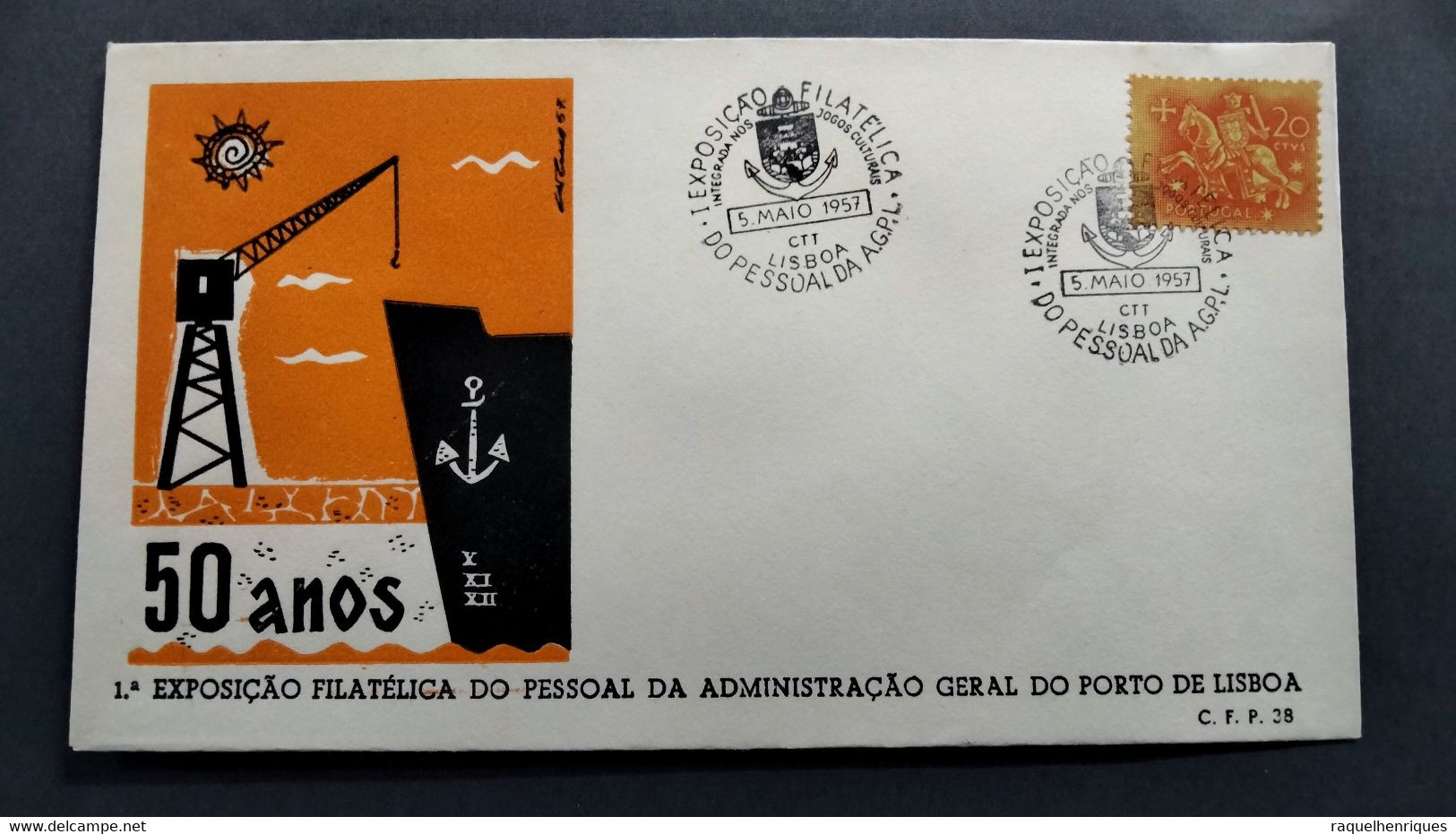 PORTUGAL COVER - 1ª EXP. FILATELICA DO PESSOAL DA ADM. GERAL DO PORTO DE LISBOA (PLB#03-83) - Maschinenstempel (Werbestempel)