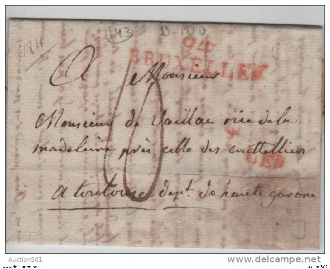 00747a Bruxelles 94 1811 Précurseur - Voorloper 10 Déc. V. Dept De Haute Garonne - 1794-1814 (Période Française)