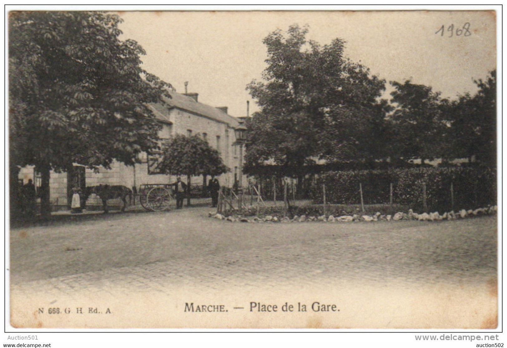 02911g PLACE De La GARE - Marche - 1908 - Marche-en-Famenne