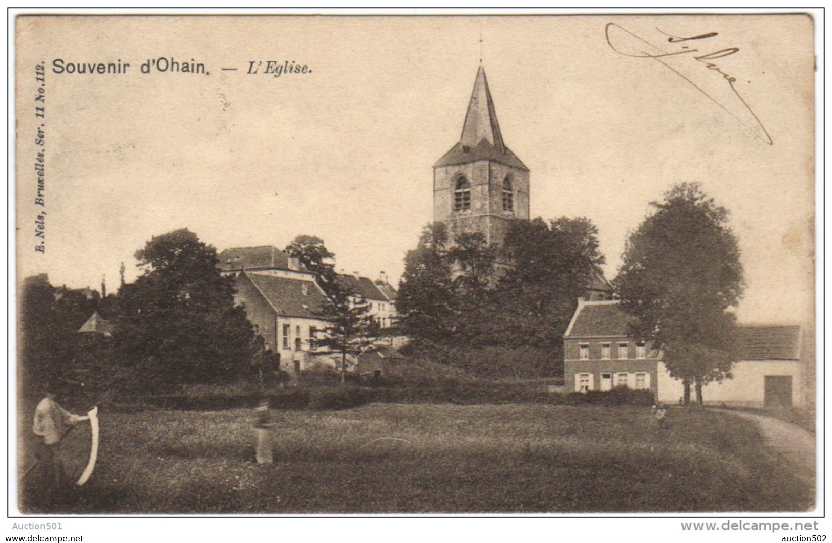 03691g CHAMPS De CULTURE - MOISSON - EGLISE - Ohain - 1902 - Lasne