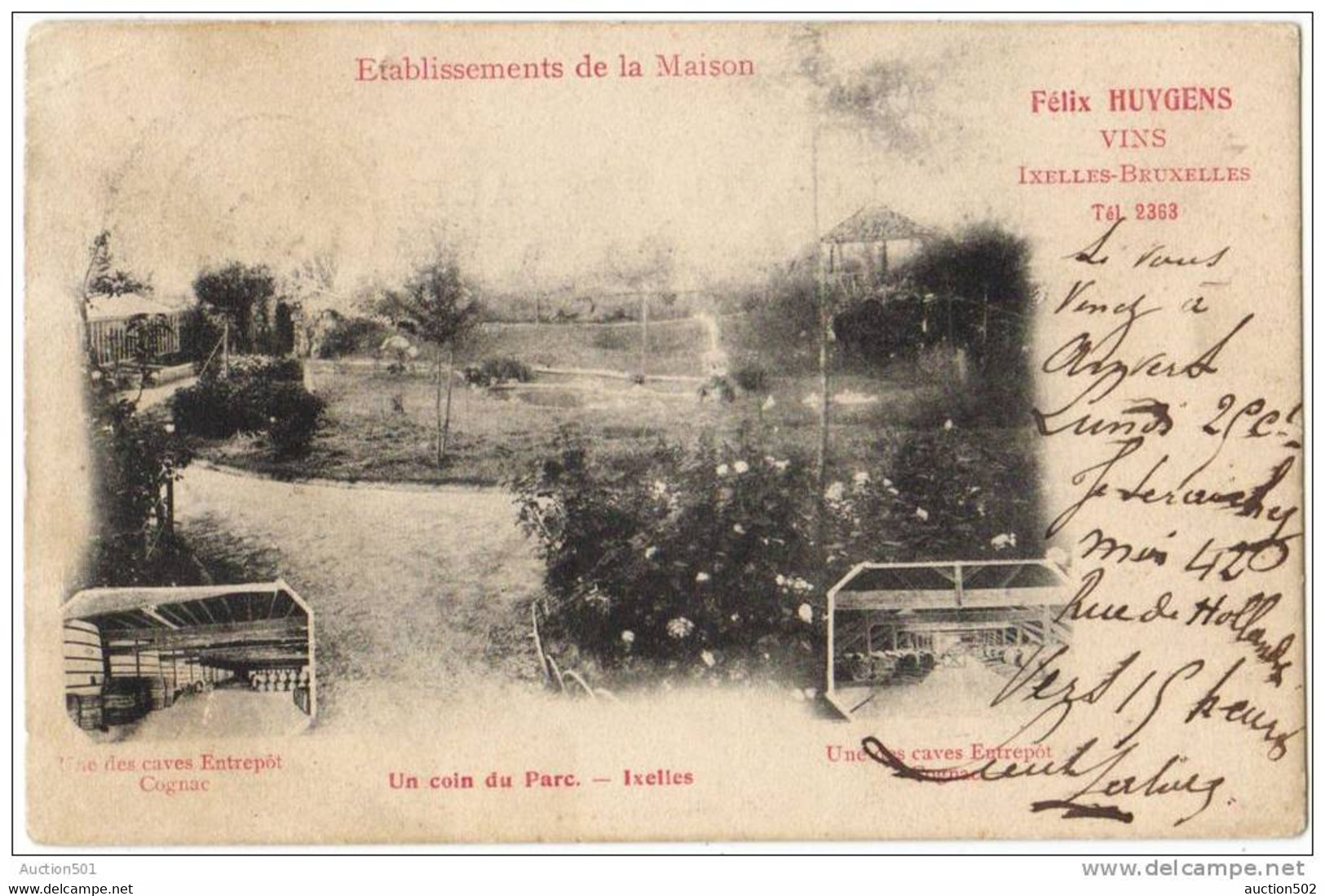 08542g  CAVE à VIN - COGNAC - Etablissements Maison Félix HUYGENS - 1904 - Ixelles - Elsene
