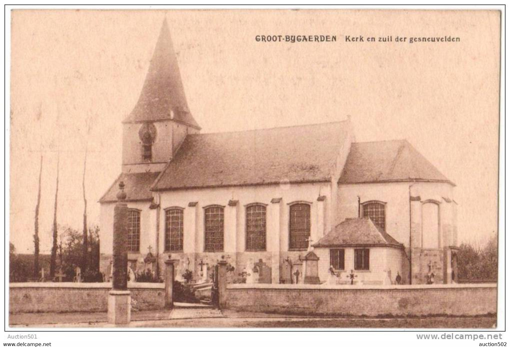 08741g GROOT-BYGAERDEN - Kerk En Zuil Der Gesneuvelden - Eglise - Dilbeek