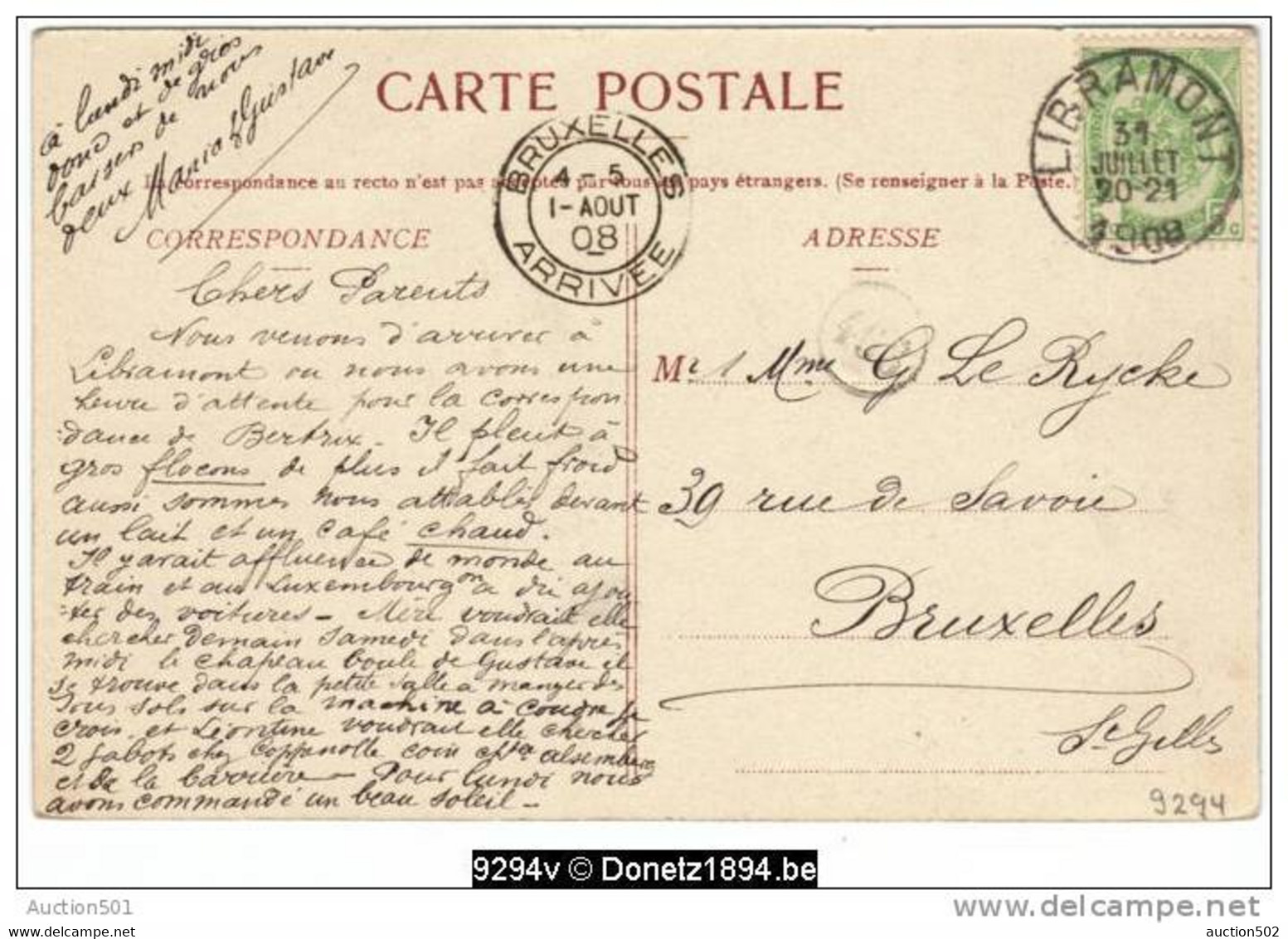 09294g FREUX - Château Du BARON GOFFINET - 1908 - Libramont-Chevigny