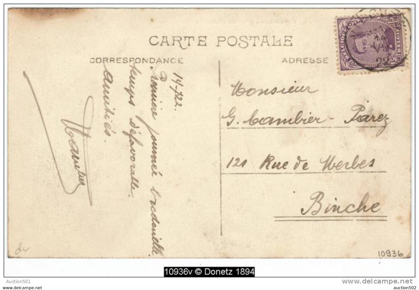 10936g CHAMPS De CULTURE - Chemin Du Menil - Vierves - 1922 - Viroinval