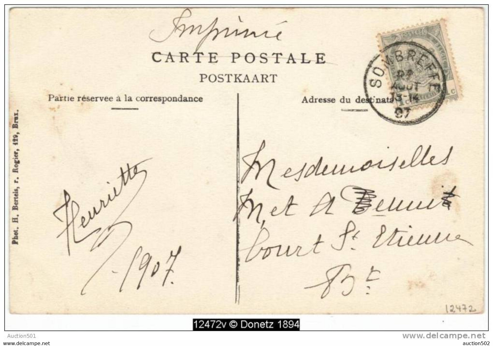 12472g ECOLES COMMUNALES - Sombreffe - 1907 - Sombreffe