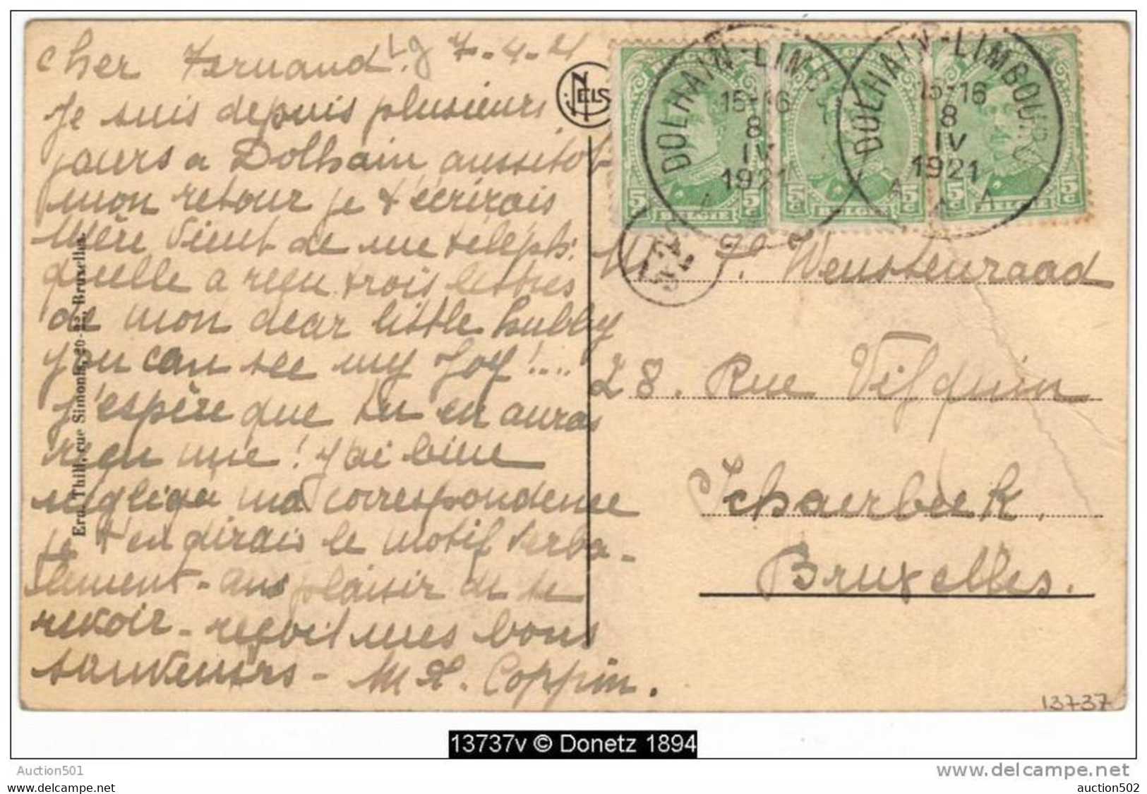 13737g HOTEL Du CASINO - CAFE - RESTAURANT - Dolhain - 1921 - Limbourg