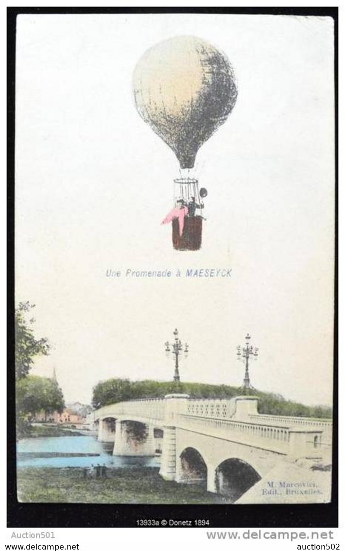 13933g PONT - Montgolfière - Promenade à Maeseyck - 1903 - Colorisée - Maaseik