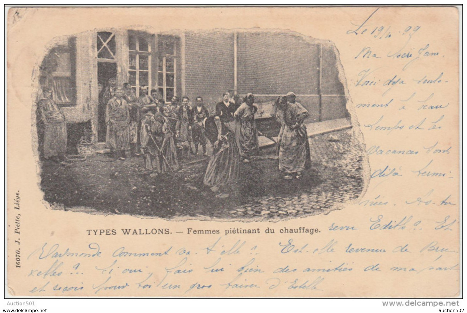 13942g TYPES WALLONS - Femmes Piétinant Du Chauffage - Amay - 1899 - Amay