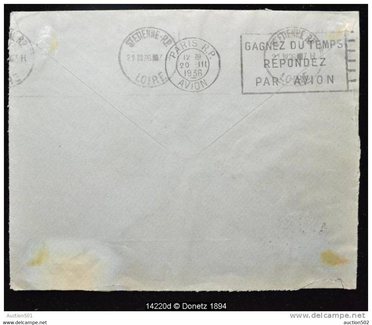 14220 Par Avion De Moscou Vers Saint Etienne, 2 Enveloppes 1936 - Briefe U. Dokumente