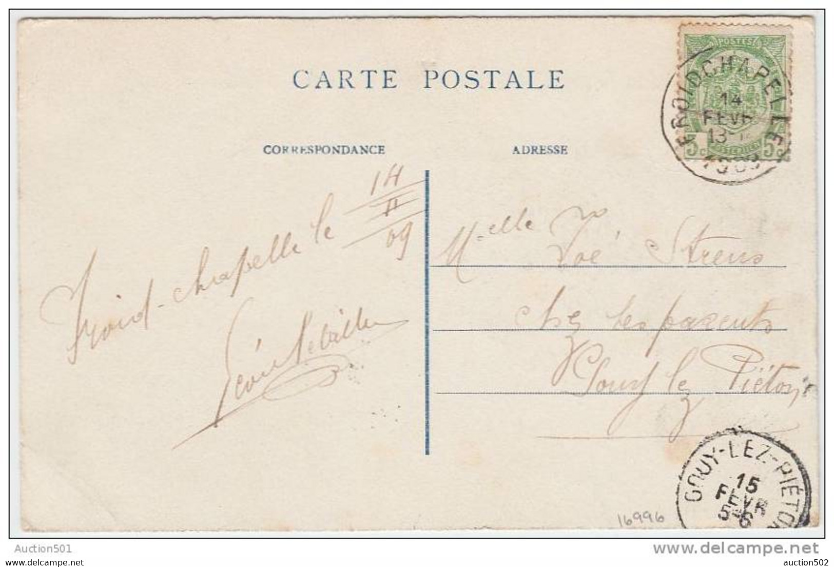 16996g CHATEAU Arnould - Rue Du Gouty - Froidchapelle - 1909 - Froidchapelle