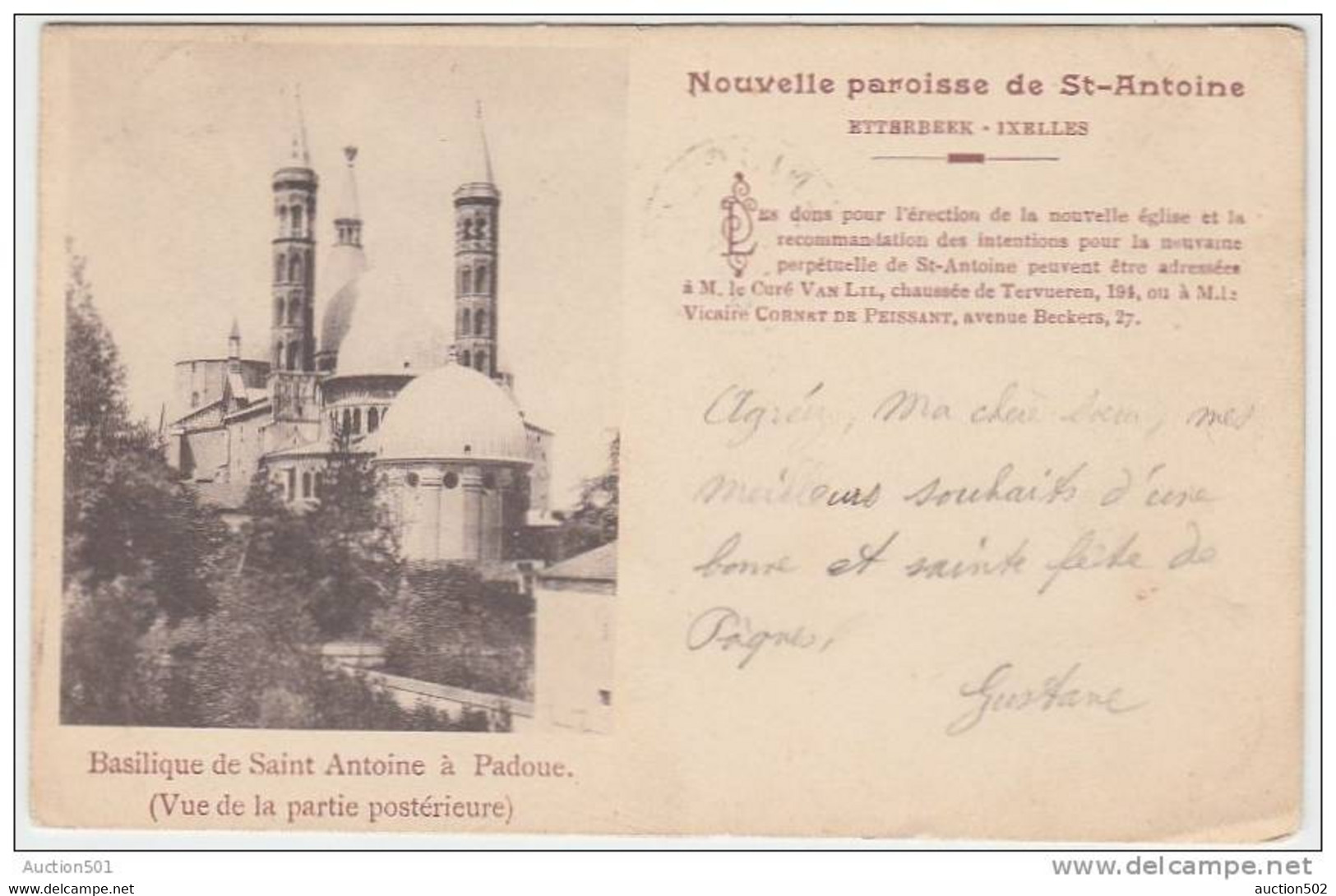 17685g BASILIQUE De Saint-Antoine à PADOUE - Nouvelle Paroisse - Eterbeek - Ixelles - 1908 - Etterbeek