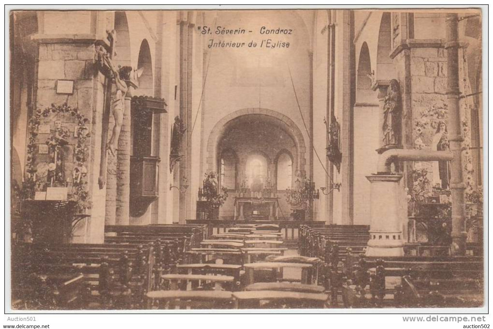 17836g Intérieur De L'EGLISE - St-Séverin - Condroz - 1937 - "Ory - Renard Epicerie Billard..." Au Verso - Nandrin