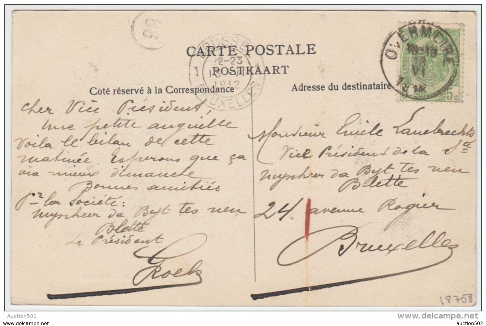 18758g CHALET Du BODEGA - Lac - Berlaere-Donck - 1912 - Berlare