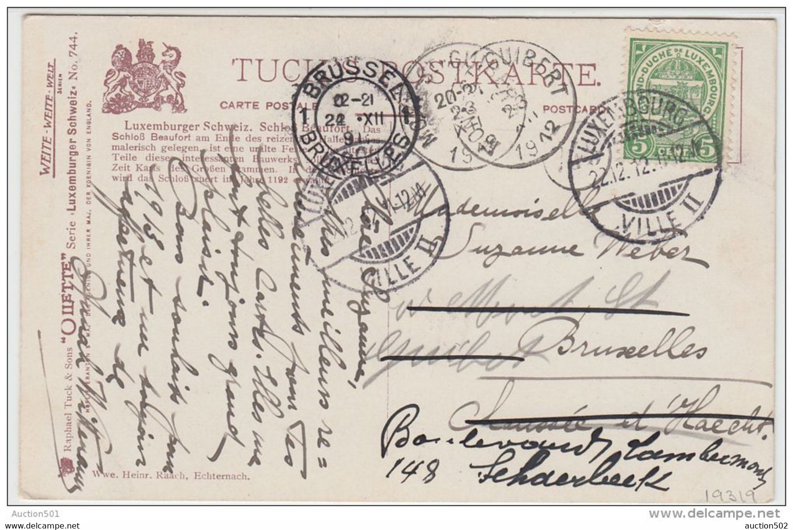 19319g BERAUD - Luxembourg Schweiz - Schloss Beaufort - 1912 - Beraud