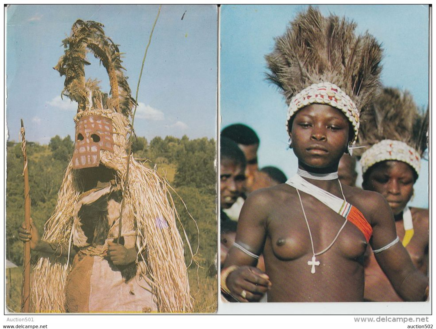 19403g NAIROBI - ETHNOGRAPHIQUE - Masque De Circoncision - Jeune Fille Seins Nus - Série 2 Cartes - Kenya