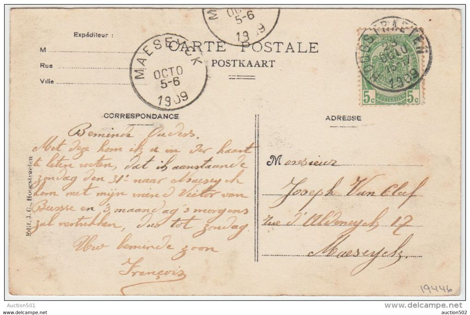 19446g GARE - De STATIE - AIGUILLAGE - "In Transvaal" - Hoogstraeten - 1909 - Hoogstraten