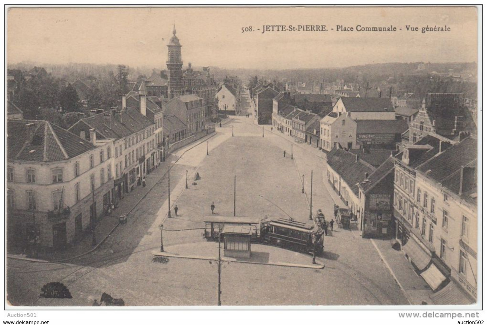 19534g TRAM - Place COMMUNALE - Jette-St-Pierre - 1913 - Jette