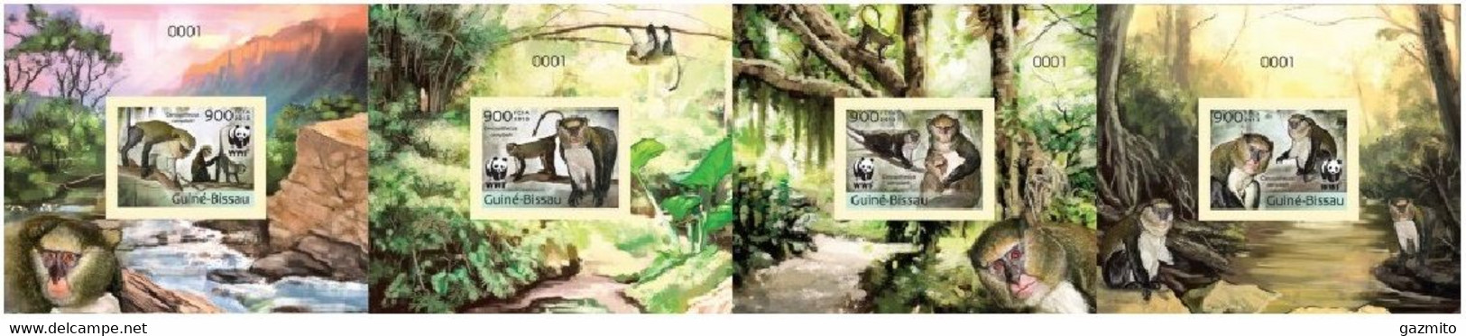 Guinea BIssau 2013, WWF, Monkeys, 4BF IMPERFORATED - Chimpancés
