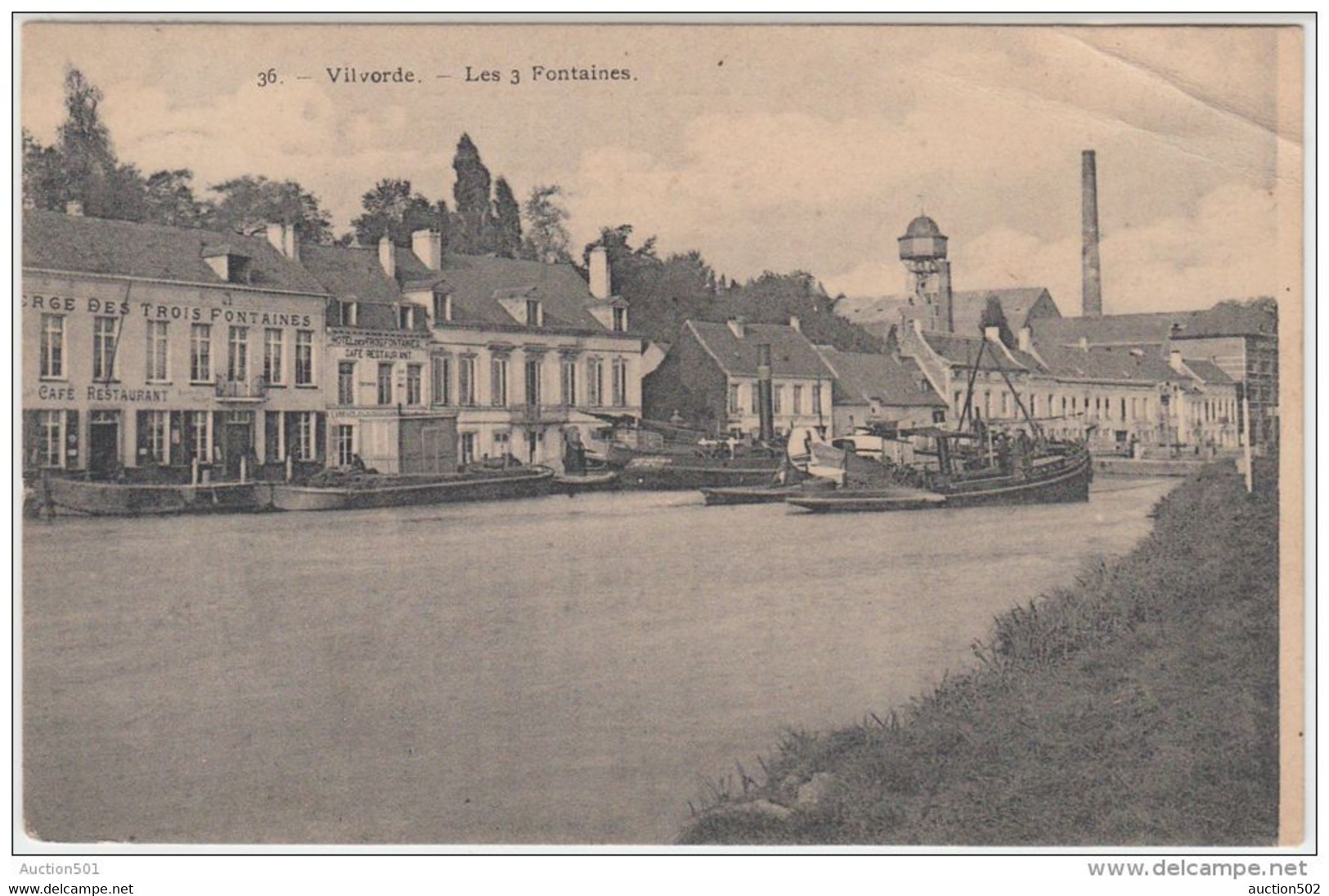 19601g CAFE - RESTAURANT - LES 3 FONTAINES - BATEAUX - Vilvorde - 1909 - Vilvoorde