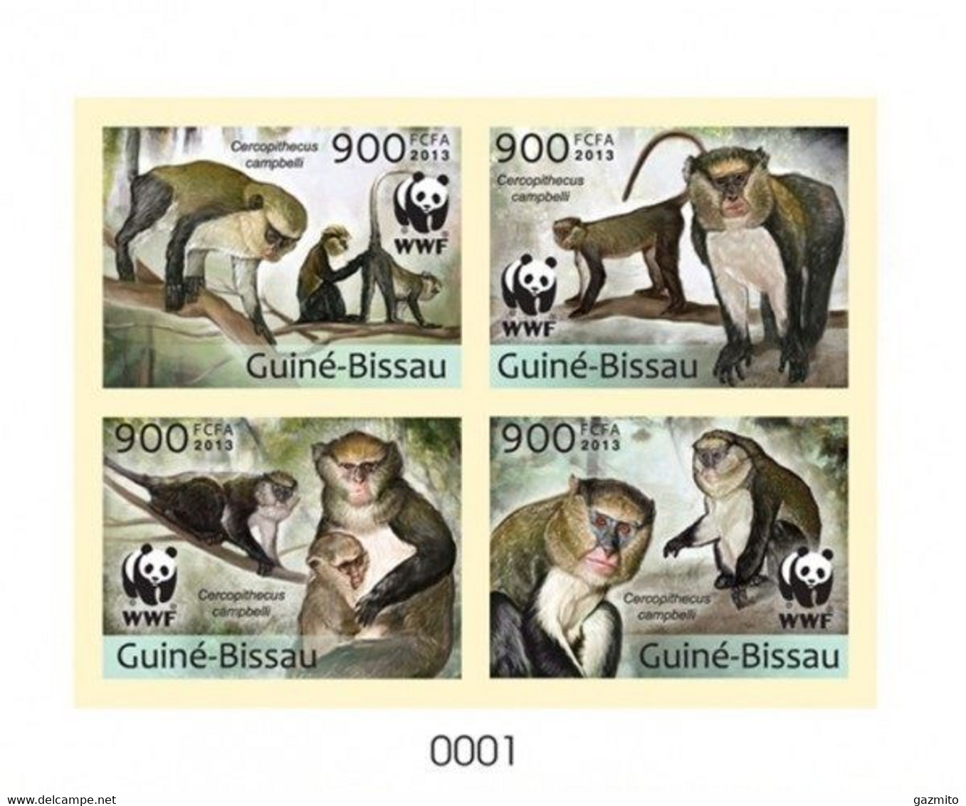 Guinea BIssau 2013, WWF, Monkeys, 4val In BF IMPERFORATED - Chimpancés