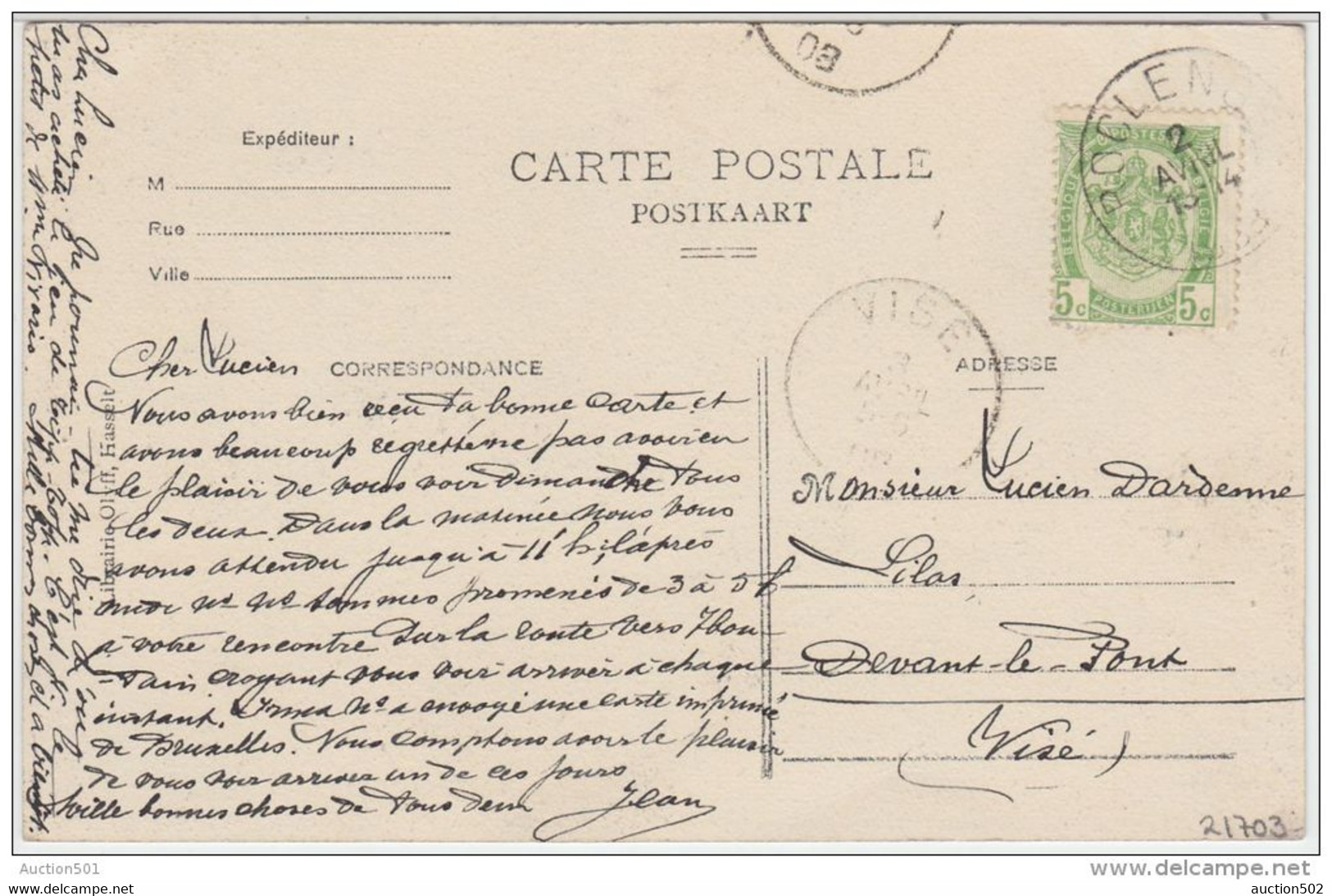 21703g BORDS Du GEER - Roclenge - 1908 - Bassenge
