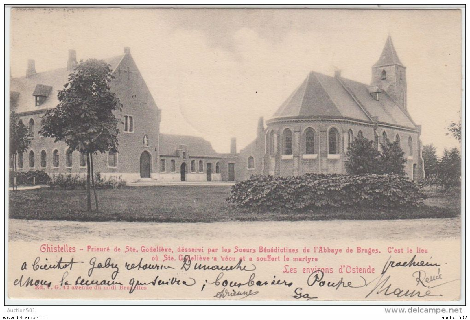 21749g PRIEURE Ste. GODELIEVE - Désservi Par Les SOEURS BENEDICTINES De L'ABBAYE De BRUGES - Ghistelles - 1903 - Gistel