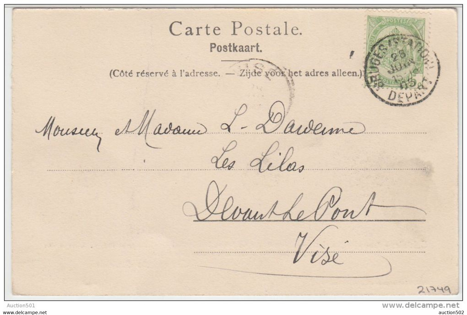 21749g PRIEURE Ste. GODELIEVE - Désservi Par Les SOEURS BENEDICTINES De L'ABBAYE De BRUGES - Ghistelles - 1903 - Gistel